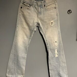 True Religion Light Gray Distressed Jeans